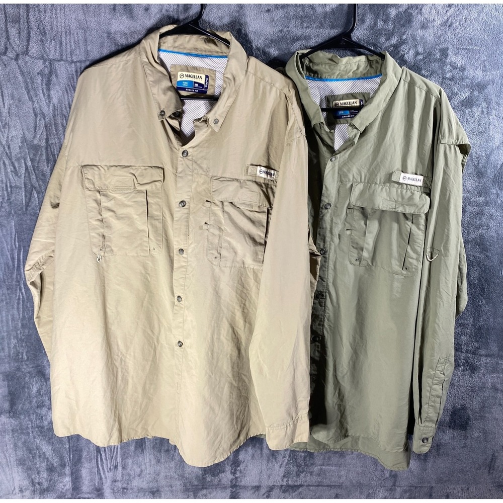 Lot Of 2 Magellan Shirts 2XL Long Sleeve Vented Fishing Outdoor Angler Fit Wick